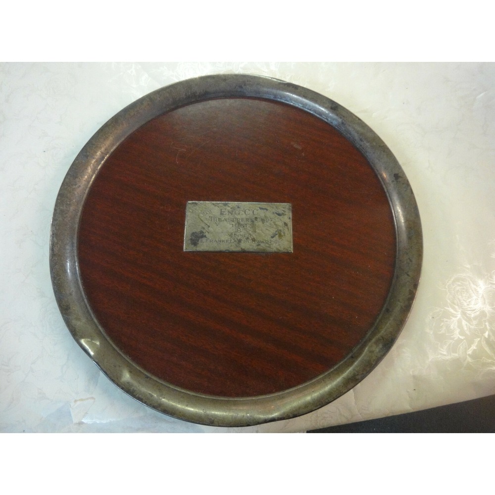 ENG CC Treasurers CUP 1961 B winner E Frankel -W Schwarts silver rim tray award